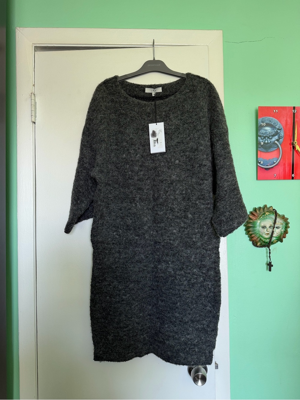 IRO Charcoal Gray Long Sleeve Knit Dress